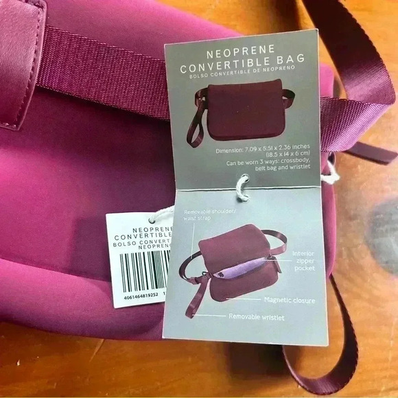 SERRA Cranberry NEOPRENE Convertible Wristlet Waist/Sling Bag Handbag New W/Tags - Picture 6 of 10